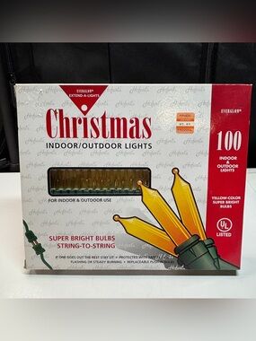 NOS Hofert Everglow Extend-A-Lights 100 Yellow Lights Twinkling Christmas Vtg